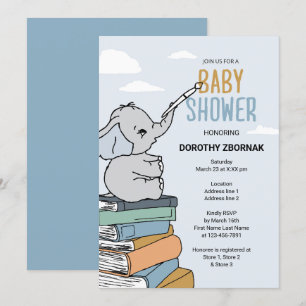 Invitación It's a Boy! Baby Shower para Elefantes Azules
