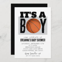 It's a Boy Basketball Baby Shower Party Invitation