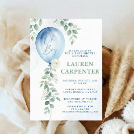 Invitación Its a Boy Celebration Navy Blue Balloon Baby Showe