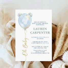 Invitación Its a Boy Celebration Navy Blue Balloon Baby Showe