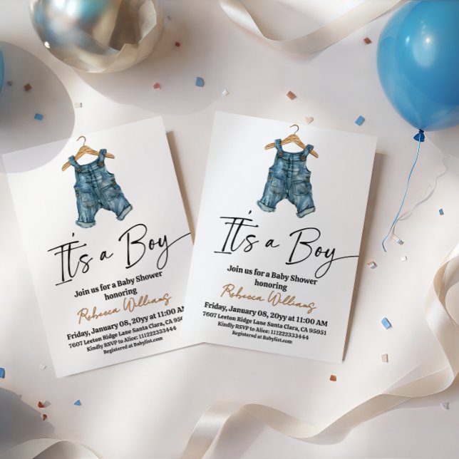 Invitación It's a Boy Denim Clothes Blue Jean Baby Shower (Subido por el creador)