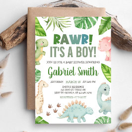 Invitación It's a Boy Dinosaur Baby Shower