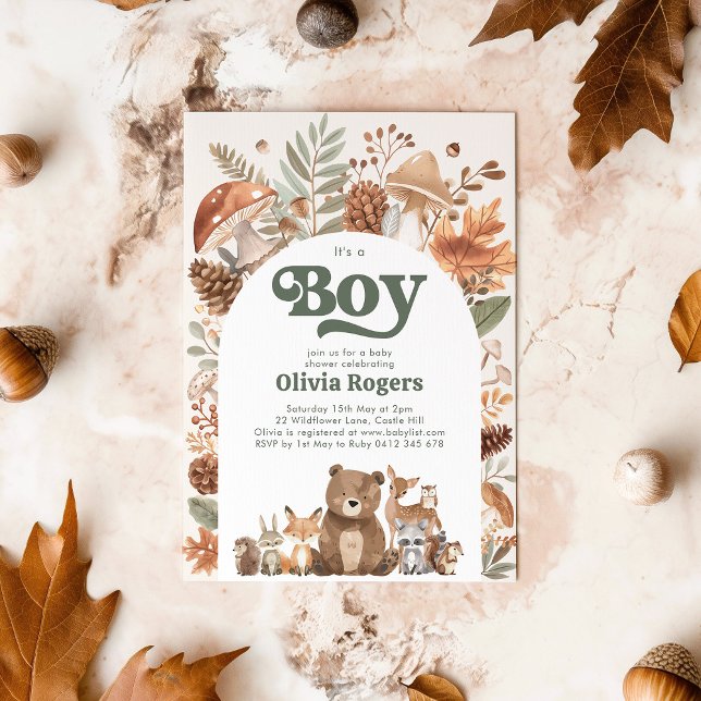 Invitación It's a Boy! Woodland Animal Baby Shower (It's a Boy! Woodland animal Baby Shower invitation)