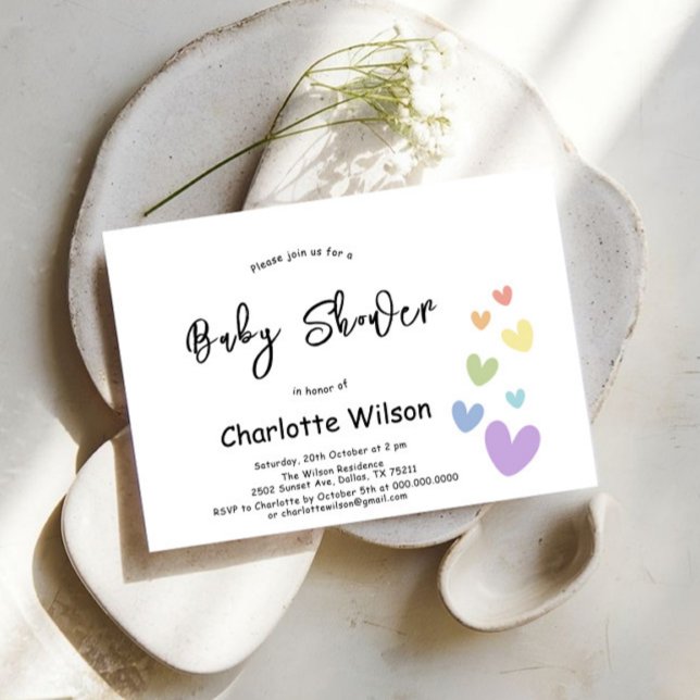 Invitación It's a Girl! Baby Shower de Corazones Lindos y Col (Subido por el creador)