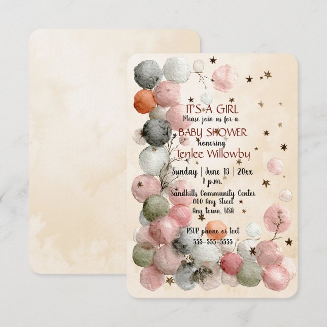 Invitación It's A Girl Baby Shower Invitation (Anverso / Reverso)