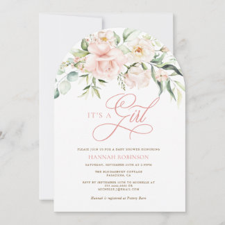 Invitación It's a Girl Blush Florals Baby Shower Invite