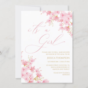 Invitación i'ts a Girl Floral Baby Shower Cherry Blossom