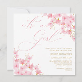 Invitación i'ts a Girl Floral Baby Shower Cherry Blossom