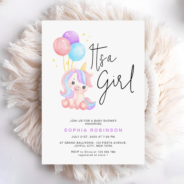 Invitación It's a Girl Magical Unicorn Baby Girl Shower (Subido por el creador)