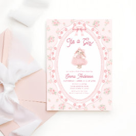 Invitación It's a Girl Pink Bunny Girl Baby Shower