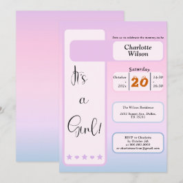 Invitación It's A Girl! Purple Gradient Cute Baby Shower