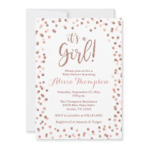 It's a Girl Rose Gold Baby Shower Invitation