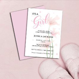 Invitación It's a Girl Soft Blush Pink Flowers