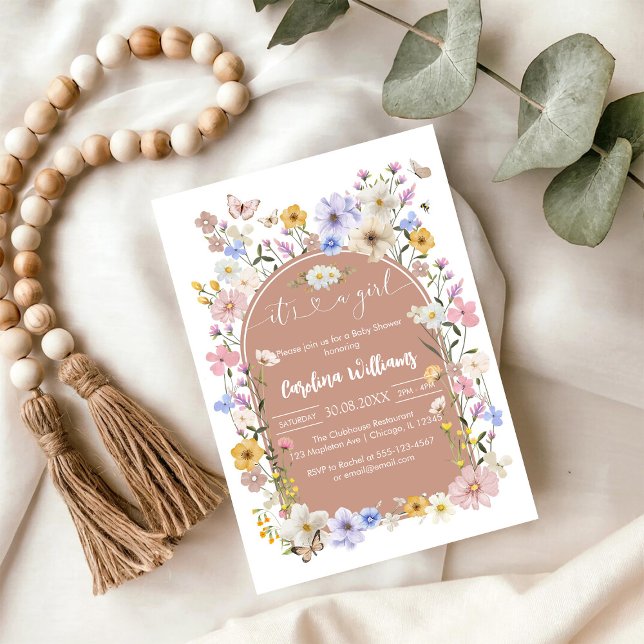 Invitación It's A Girl Wildflower Butterfly Baby Shower (Subido por el creador)