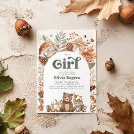 Invitación It's a Girl! Woodland Animal Baby Shower