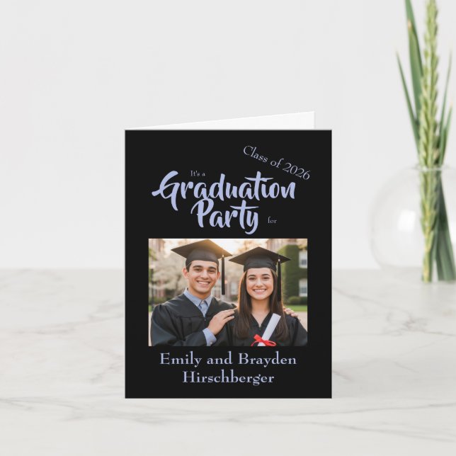 Invitación It's a Graduation Party - Black w/Photo (Anverso)
