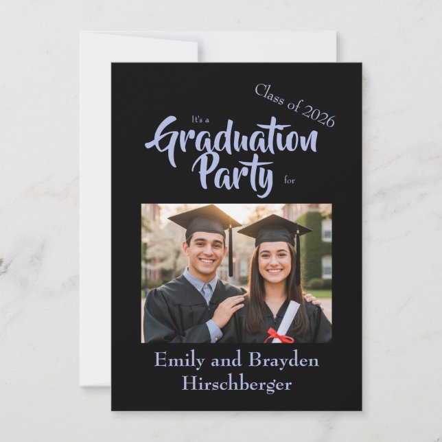 Invitación It's a Graduation Party - Black w/Photo (Anverso)