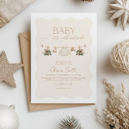 Invitación it's Cold Outside Baby Shower Beige Gender Neutral