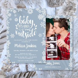 Invitación It's Cold Outside Boy Photo Winter Baby Shower