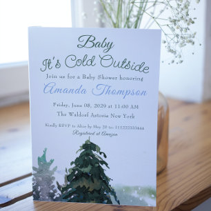 Invitación It's Cold Outside Christmas Tree Baby Shower