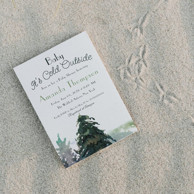 Invitación It's Cold Outside Woodland Forest Tree Baby Shower (Subido por el creador)