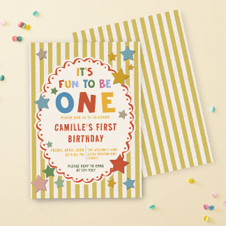 Invitación It's Fun to Be One Colorful 1st Birthday