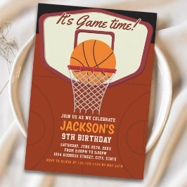 Invitación It's Game time! Basketball theme Birthday Kids