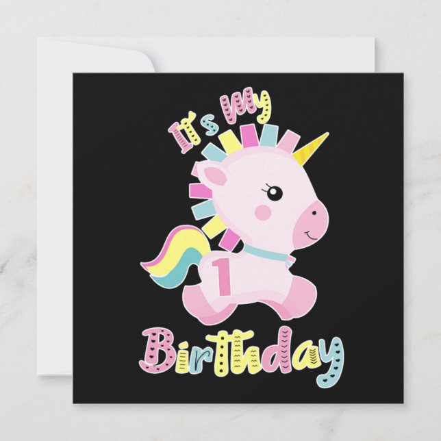 Invitación Its My 1st Birthday Baby Unicorn Girls Gift (Anverso)