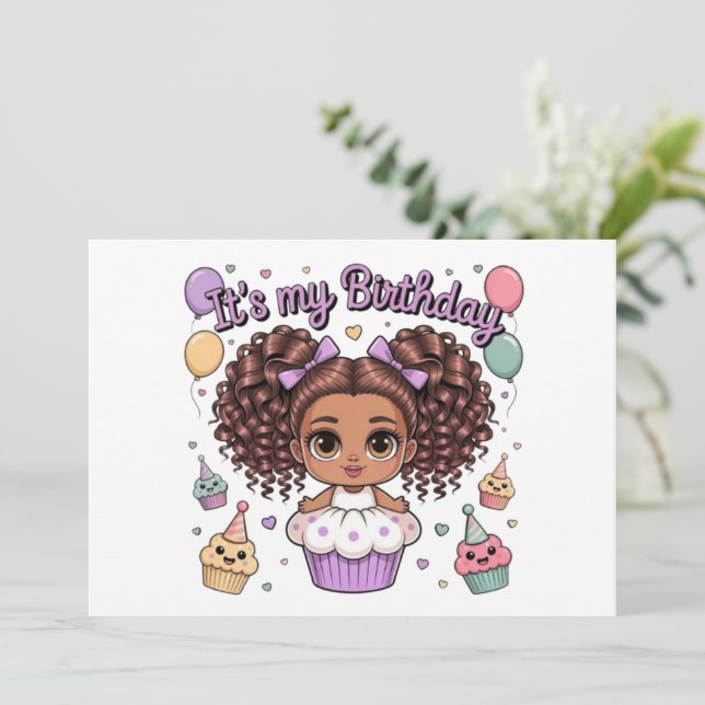 Invitación It's My Birthday (Anverso de pie)