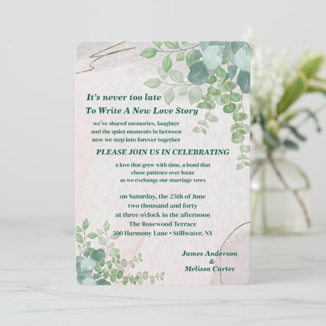 Invitación It's Never Too Late Second Wedding Invitation (Anverso de pie)