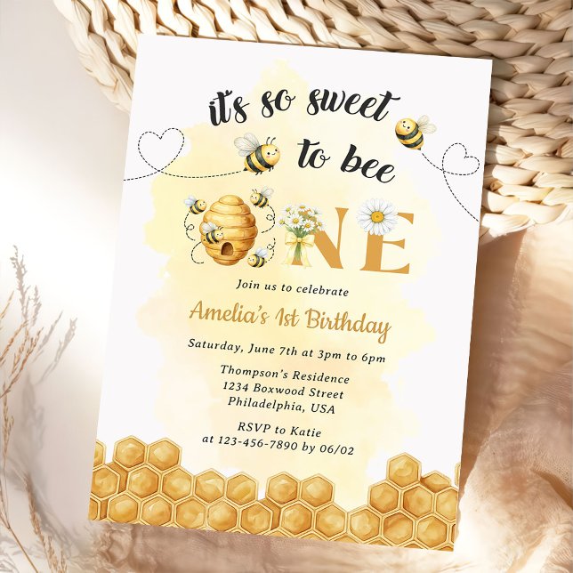 Invitación It's So Sweet To Bee 1st Birthday Invitation (Subido por el creador)