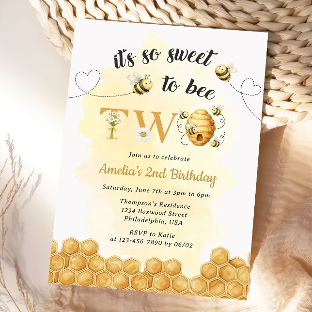 Invitación It's So Sweet To Bee 2nd Birthday Invitation (Subido por el creador)