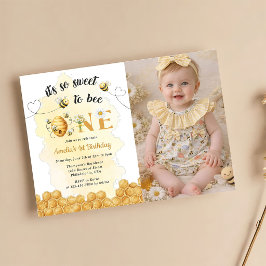 Invitación It's So Sweet To Bee Photo 1st Birthday Invitation