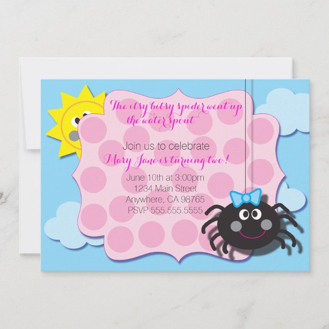 Invitación Itsy Bitsy Spider Invite (Anverso)