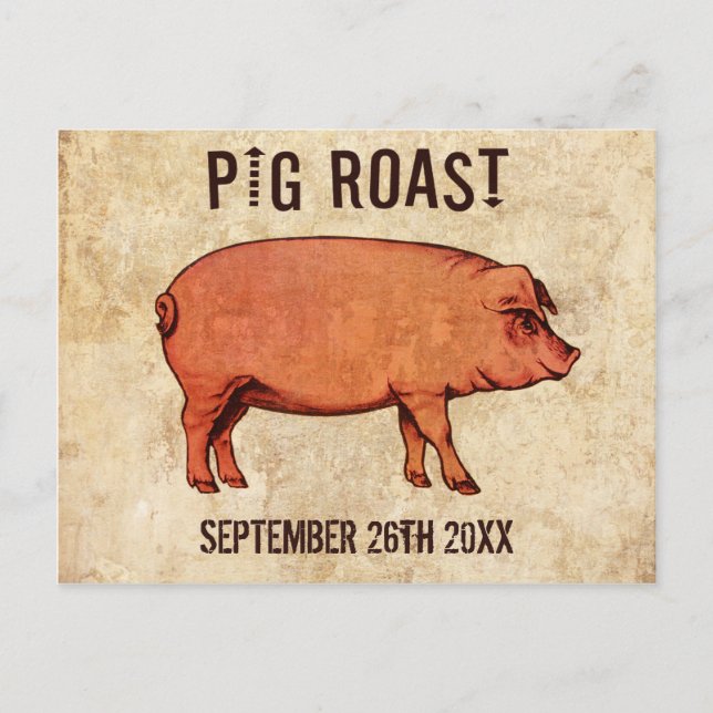 Invitación IV a postales de vintage Pig Roast (Anverso)