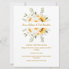 Invitación IVANA Elegante Boda de flores amarillas y blancas