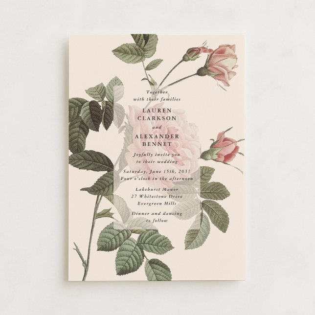 Invitación IVintage boda floral rosa botánico (Subido por el creador)