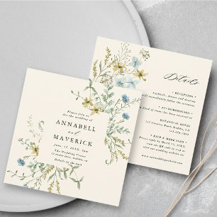 Invitación Ivory All In One Delicate Boda Del Boho De Flores 