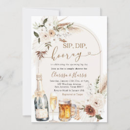 Invitación Ivory Beige Boho Sip Dip Hooray Couple Shower