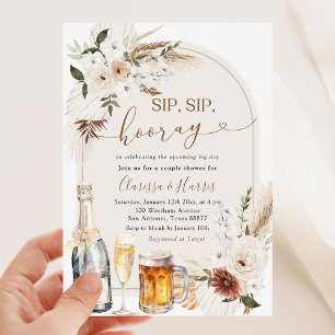 Invitación Ivory Beige Boho Sip Sip Hooray Couple Shower