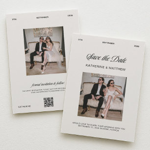 Invitación Ivory & Black Old Money Boda Save the Date