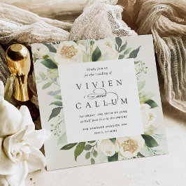 Invitación Ivory Bloom | Boda acuarela cuadrada floral