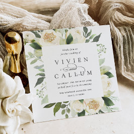 Invitación Ivory Bloom | Boda acuarela cuadrada floral