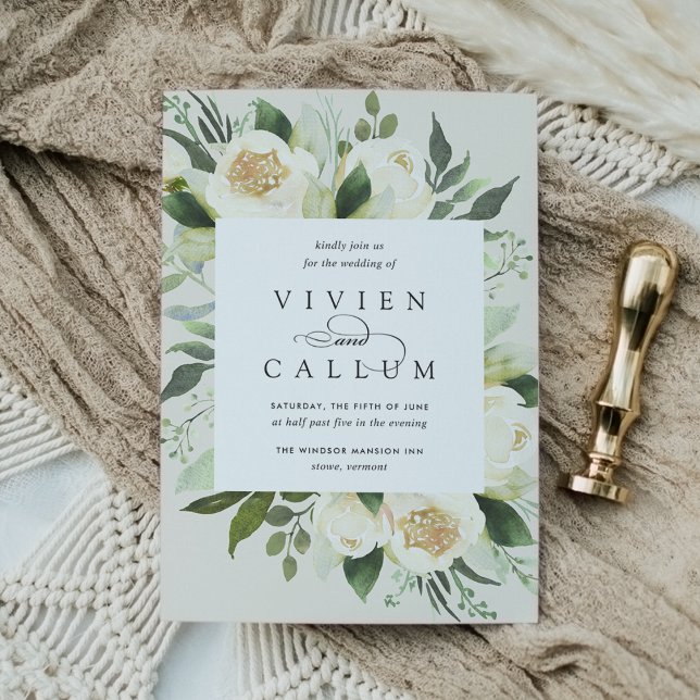 Invitación Ivory Bloom | Boda de marco floral acuarela (Subido por el creador)