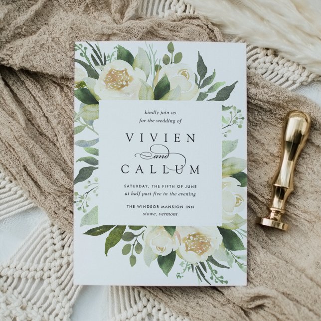 Invitación Ivory Bloom | Boda de marco floral acuarela (Subido por el creador)