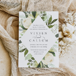 Invitación Ivory Bloom | Boda de marco floral geométrico