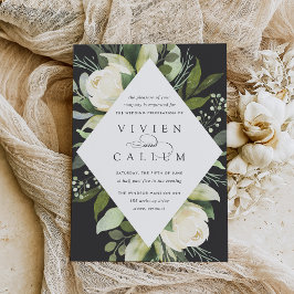 Invitación Ivory Bloom | Boda de marco floral geométrico