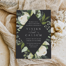 Invitación Ivory Bloom | Boda de marco floral geométrico