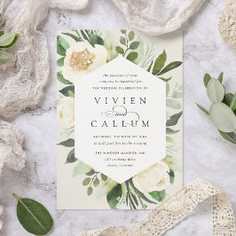 Invitación Ivory Bloom | Boda de marco floral geométrico