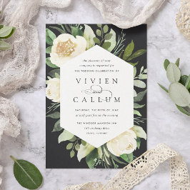 Invitación Ivory Bloom | Boda de marco floral geométrico